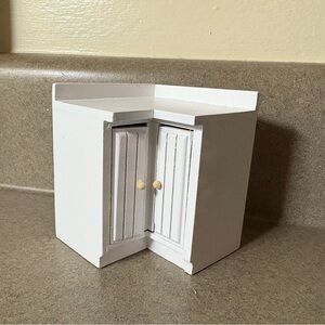 Dollhouse miniature corner kitchen cabinet